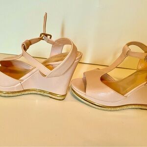Elegant blush pink Wedge Sandals